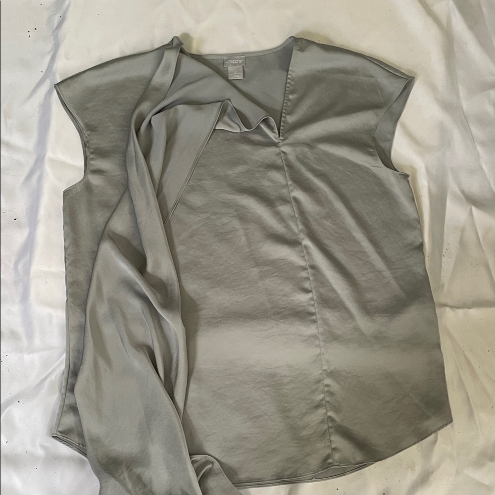 Chico's Soft Gray Blouse - Picture 3 of 4